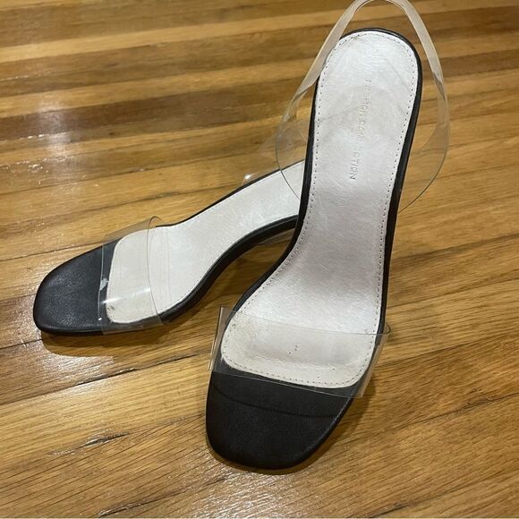 FRENCH CONNECTION Black Clear Lucite Slingback Tia Heeled Sandal - Picture 8 of 11